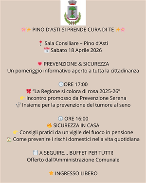"Pino d'Asti si prende cura di te" - Giornata di prevenzione