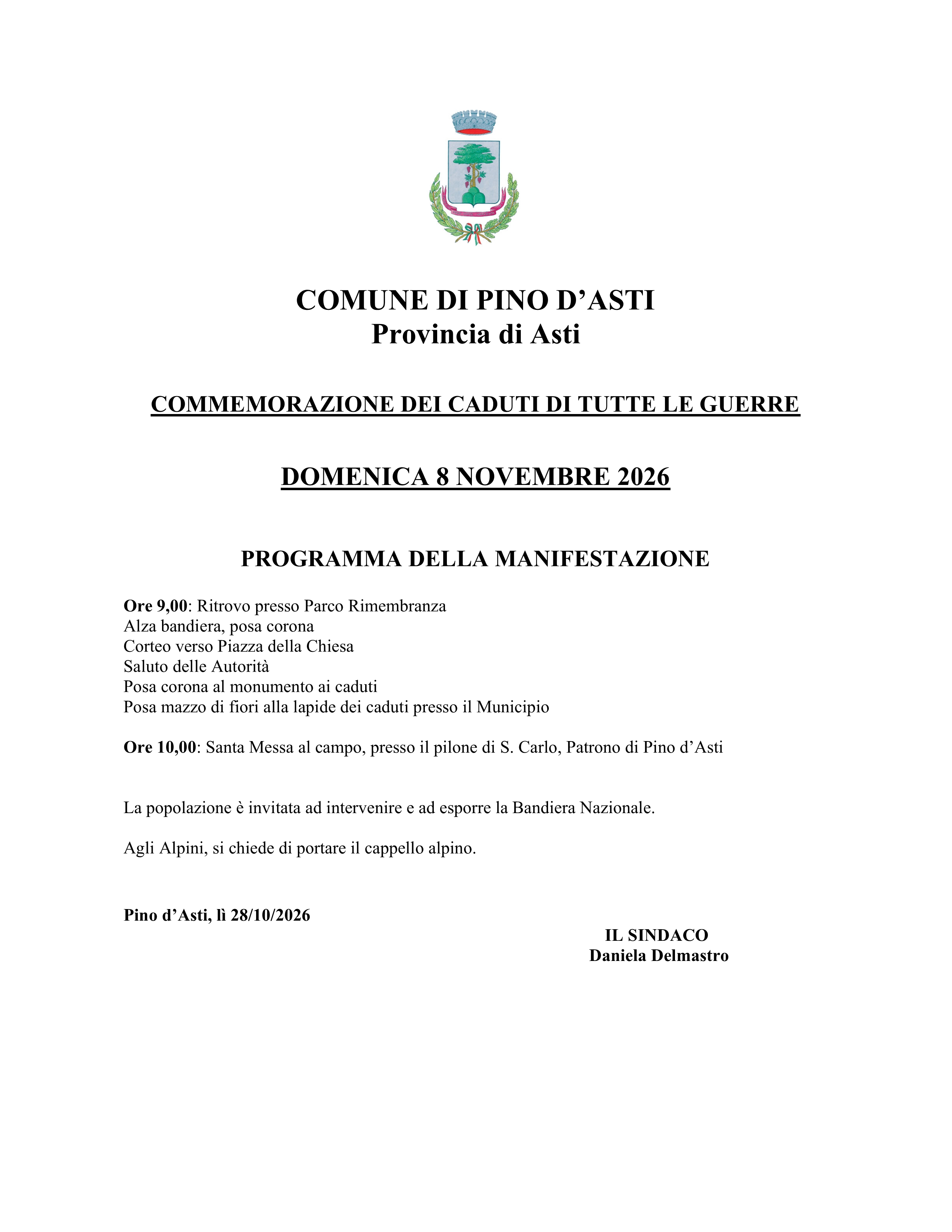 Commemorazione dei caduti di tutte le guerre